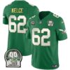 Eagles Jerome Brown Patch Kelly Green Gold Trim Jersey – All Stitched – Kelly Green – Jason Kelce Jersey