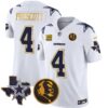 Cowboys Texas & John Madden Patch Gold Trim Vapor Jersey – All Stitched – White – Dak Prescott Jersey