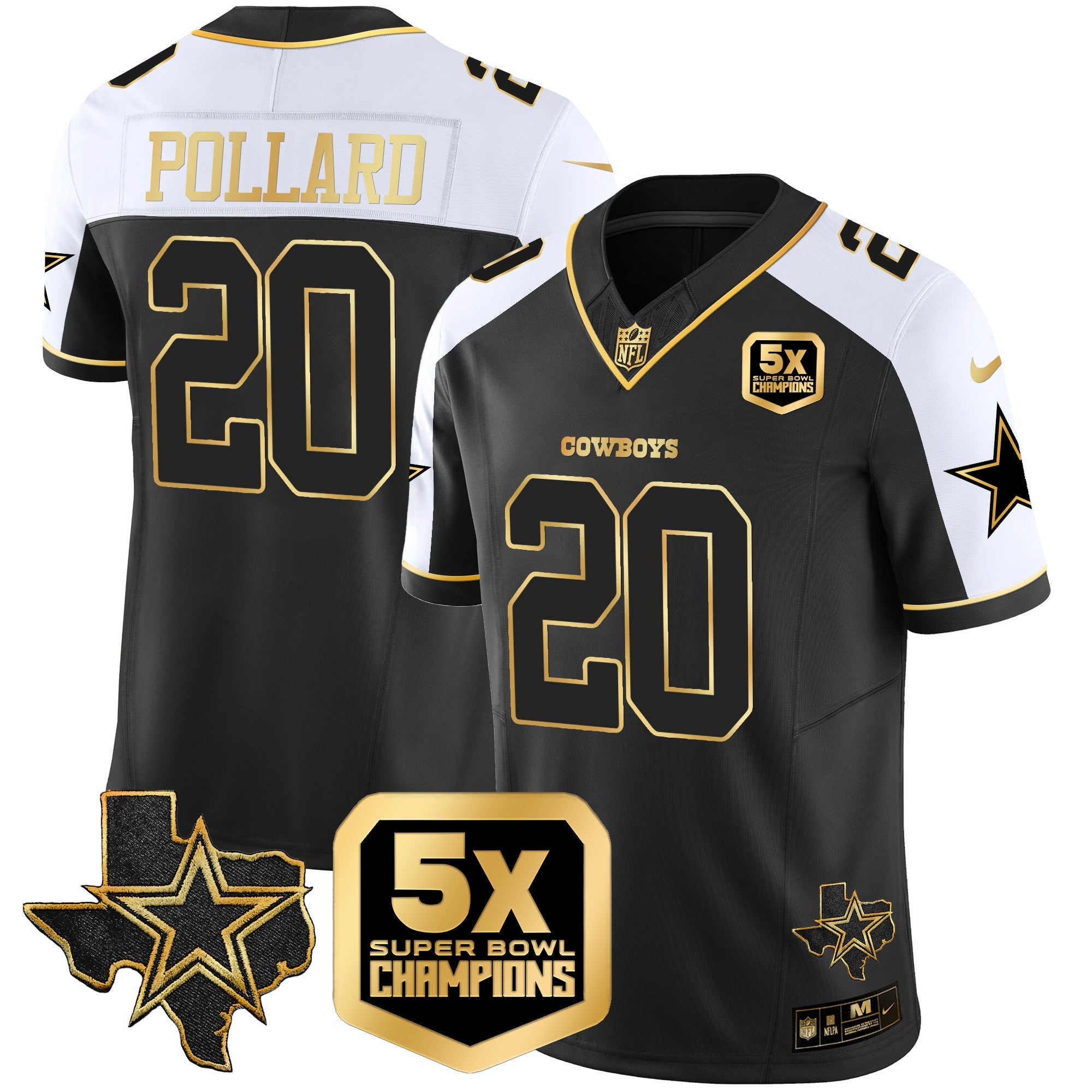 Cowboys 5x Super Bowl Champions Vapor Limited Jersey – All Stitched – Alternate – Tony Pollard Jersey