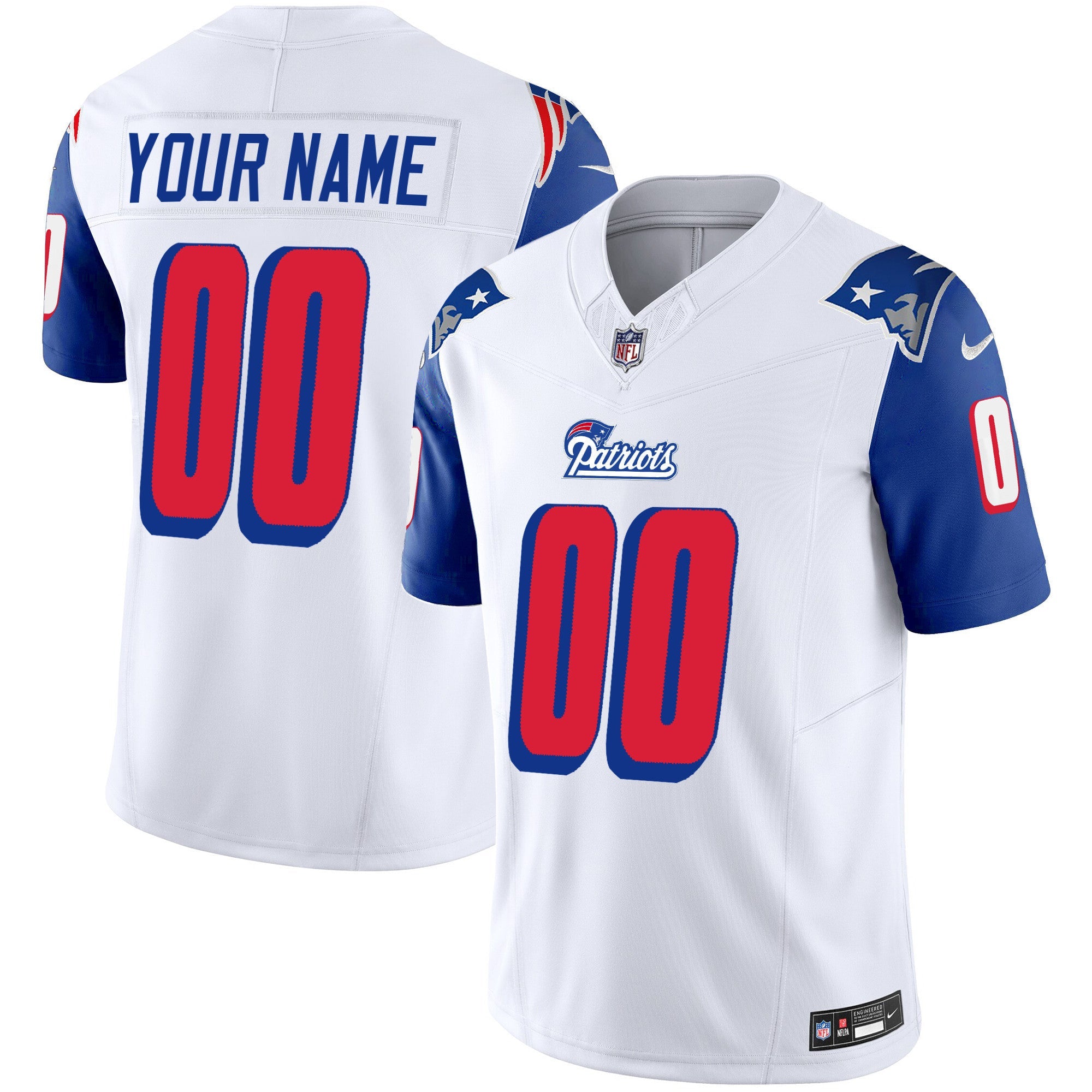 Patriots 1996 Throwback Limited Vapor Custom Jersey – All Stitched – Royal Sleeves Jersey