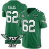 Fly Eagles Fly Patch Throwback Kelly Green Vapor Jersey – All Stitched – Kelly Green – Jason Kelce Jersey