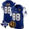 Cowboys Texas & John Madden Patch Gold Trim Vapor Jersey – All Stitched – Royal – CeeDee Lamb Jersey