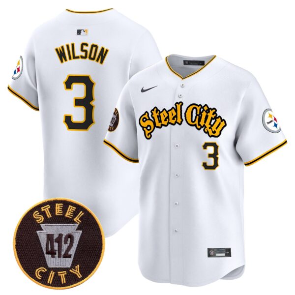 Steelers 412 Patch Vapor Premier Limited Jersey – All Stitched – White – Russell Wilson Jersey