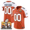 Denver Broncos Super Bowl 50 Patch Vapor Custom Jersey – All Stitched – Orange Alternate Jersey