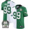 Eagles Jerome Brown Retired Patch Gold & Kelly Jersey – All Stitched – Split – Jerome Brown Jersey