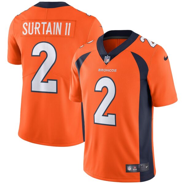 Denver Broncos Vapor Jersey – All Stitched – Orange – Patrick Surtain II Jersey
