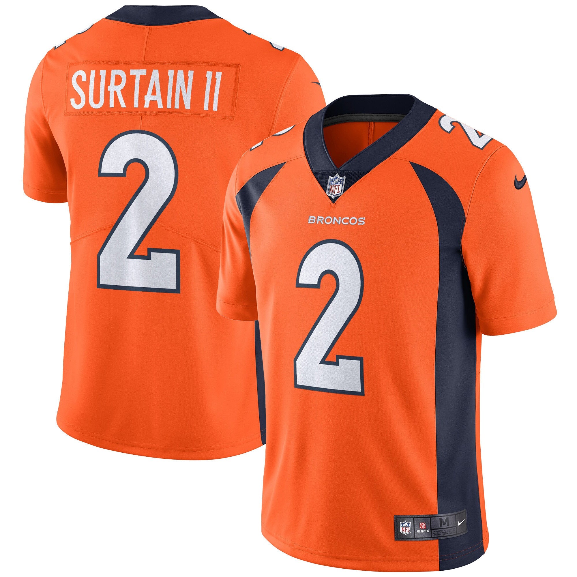 Denver Broncos Vapor Jersey – All Stitched – Orange – Patrick Surtain II Jersey