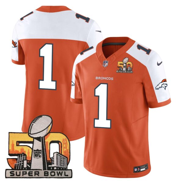 Denver Broncos Super Bowl 50 Patch Vapor Jersey – All Stitched – Orange Alternate – #1 Team Jersey
