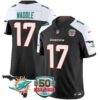Dolphins 50th Perfect Season & Florida Patch Vapor Jersey – All Stitched – Black Alternate – Jaylen Waddle Jersey