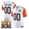 Denver Broncos Super Bowl 50 Patch Vapor Custom Jersey – All Stitched – Orange Sleeves Jersey