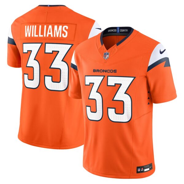 Denver Broncos 2024 Vapor Limited Jersey – All Stitched – Orange – Javonte Williams Jersey