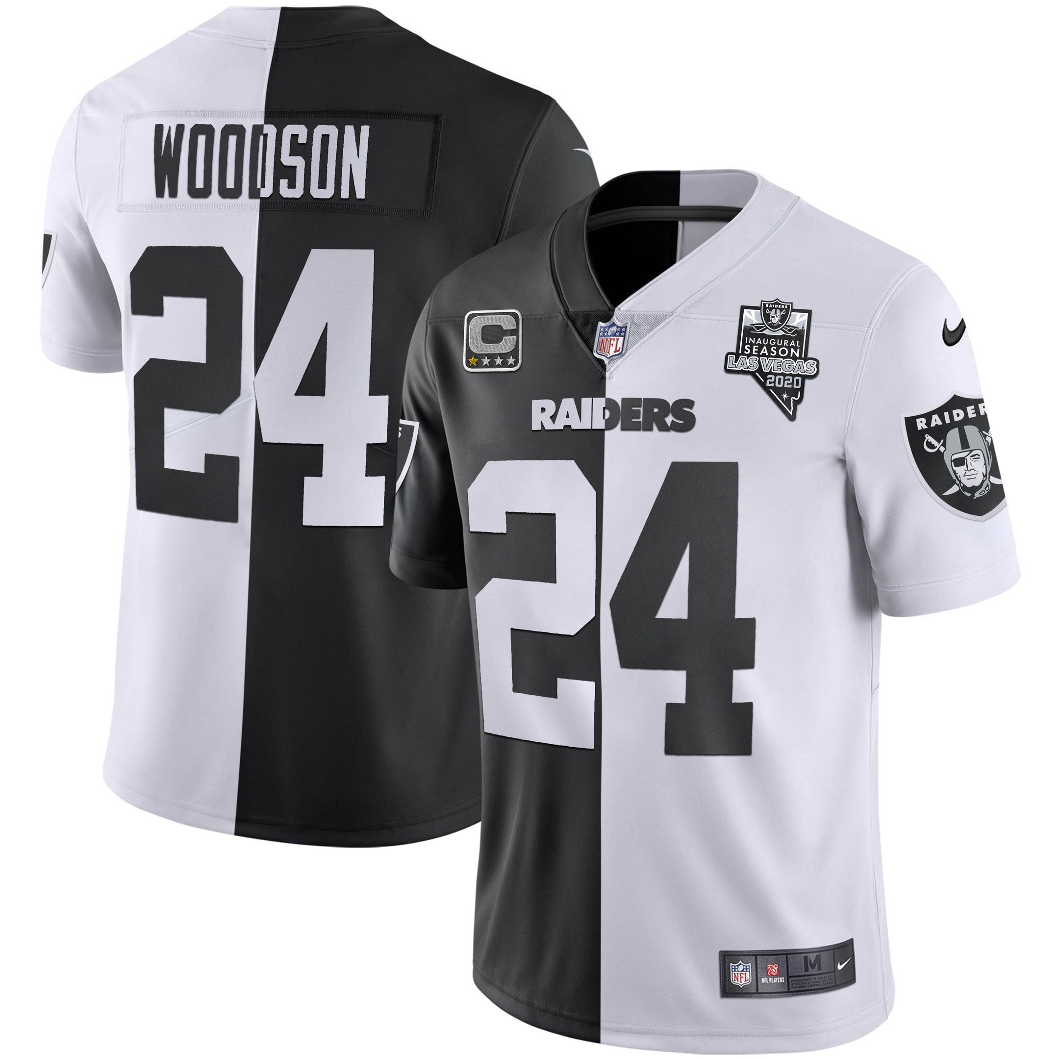 Raiders Inaugural Season Patch Gold & Split – All Stitched – Split – Charles Woodson Jersey