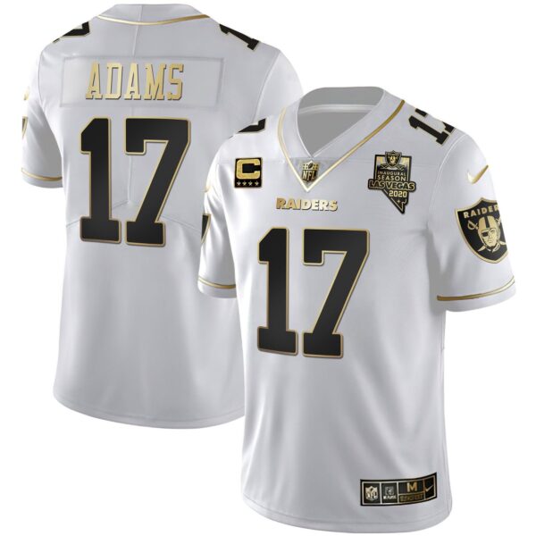Raiders Inaugural Season Patch Gold & Split – All Stitched – White Gold – Davante Adams Jersey