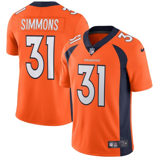 Denver Broncos Vapor Jersey – All Stitched – Orange – Justin Simmons Jersey