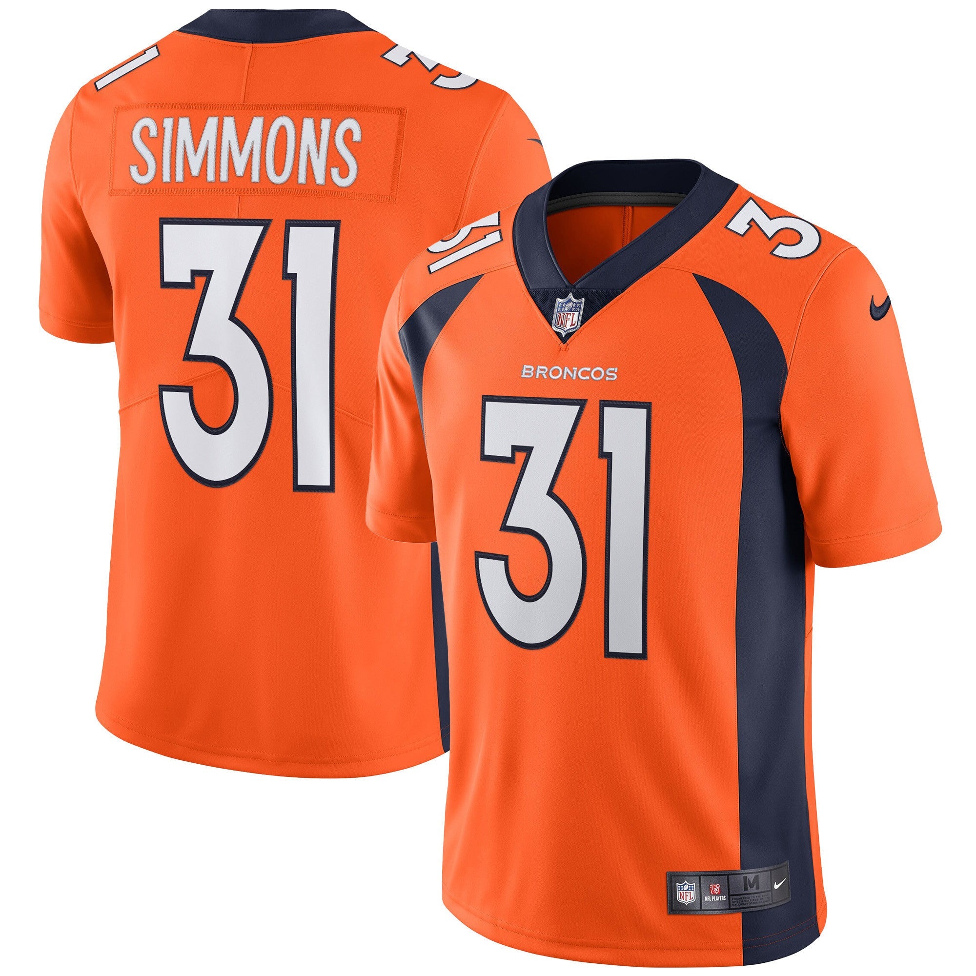 Denver Broncos Vapor Jersey – All Stitched – Orange – Justin Simmons Jersey