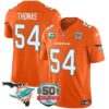 Dolphins 50th Perfect Season & Florida Patch Vapor Jersey – All Stitched – Orange – Zach Thomas Jersey