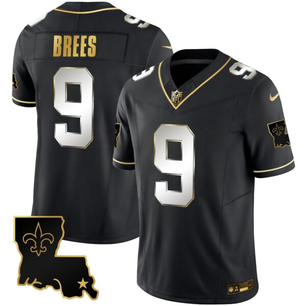Saints 1987 Legacy Gold Vapor Jersey – All Stitched – Black Limited – Drew Brees Jersey