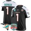 Dolphins 50th Perfect Season & Florida Patch Vapor Jersey – All Stitched – Black Alternate – Tua Tagovailoa Jersey