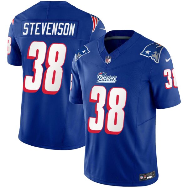 Patriots 1996 Throwback Limited Vapor Jersey – All Stitched – Royal – Rhamondre Stevenson Jersey