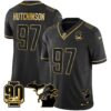 Detroit Lions 90th Year & Michigan Patch Gold Vapor Jersey – All Stitched – Black Gold – Hutchinson Jersey