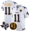 Cowboys Texas & John Madden Patch Gold Trim Vapor Jersey – All Stitched – White – Micah Parsons Jersey