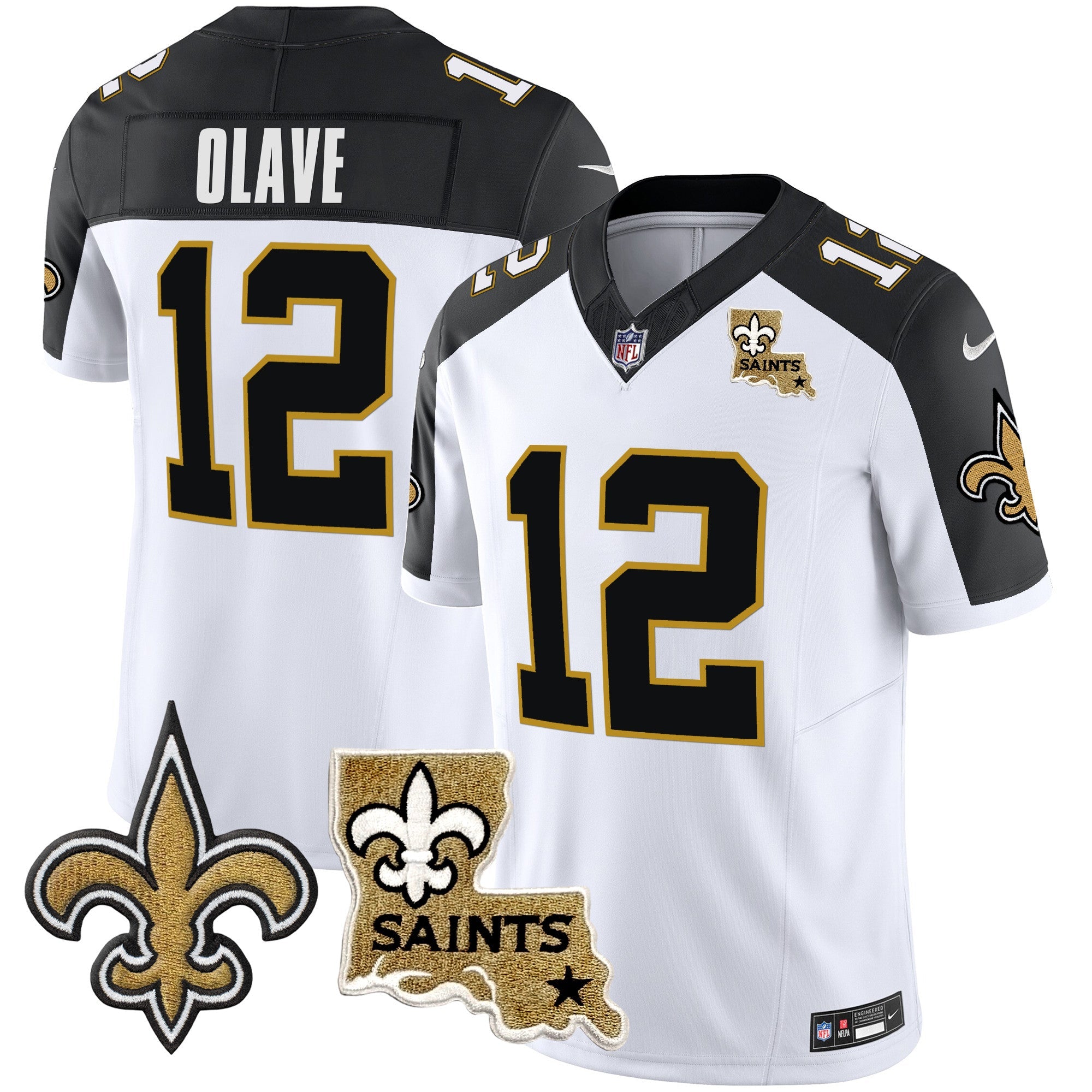 Saints Vapor Limited Jersey – New Orleans Patch – All Stitched – Inverted – Chris Olave Jersey