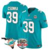 Dolphins 50th Perfect Season & Florida Patch Vapor Jersey – All Stitched – Aqua – Larry Csonka Jersey