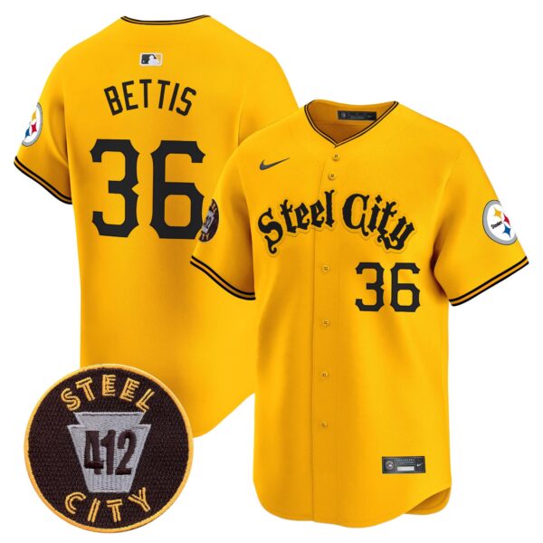 Steelers 412 Patch Vapor Premier Limited Jersey – All Stitched – Gold – Jerome Bettis Jersey