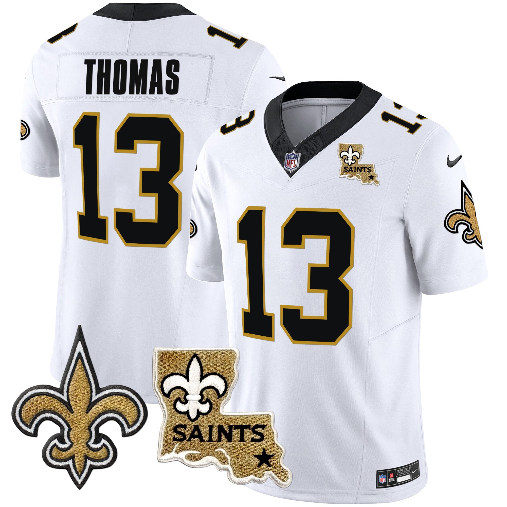 Saints Vapor Limited Jersey – New Orleans Patch – All Stitched – White – Michael Thomas Jersey