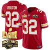 Chiefs Super Bowl LVIII & Back 2 Back Gold Patch Vapor Jersey – All Stitched – Red – Nick Bolton Jersey