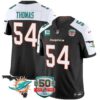 Dolphins 50th Perfect Season & Florida Patch Vapor Jersey – All Stitched – Black Alternate – Zach Thomas Jersey