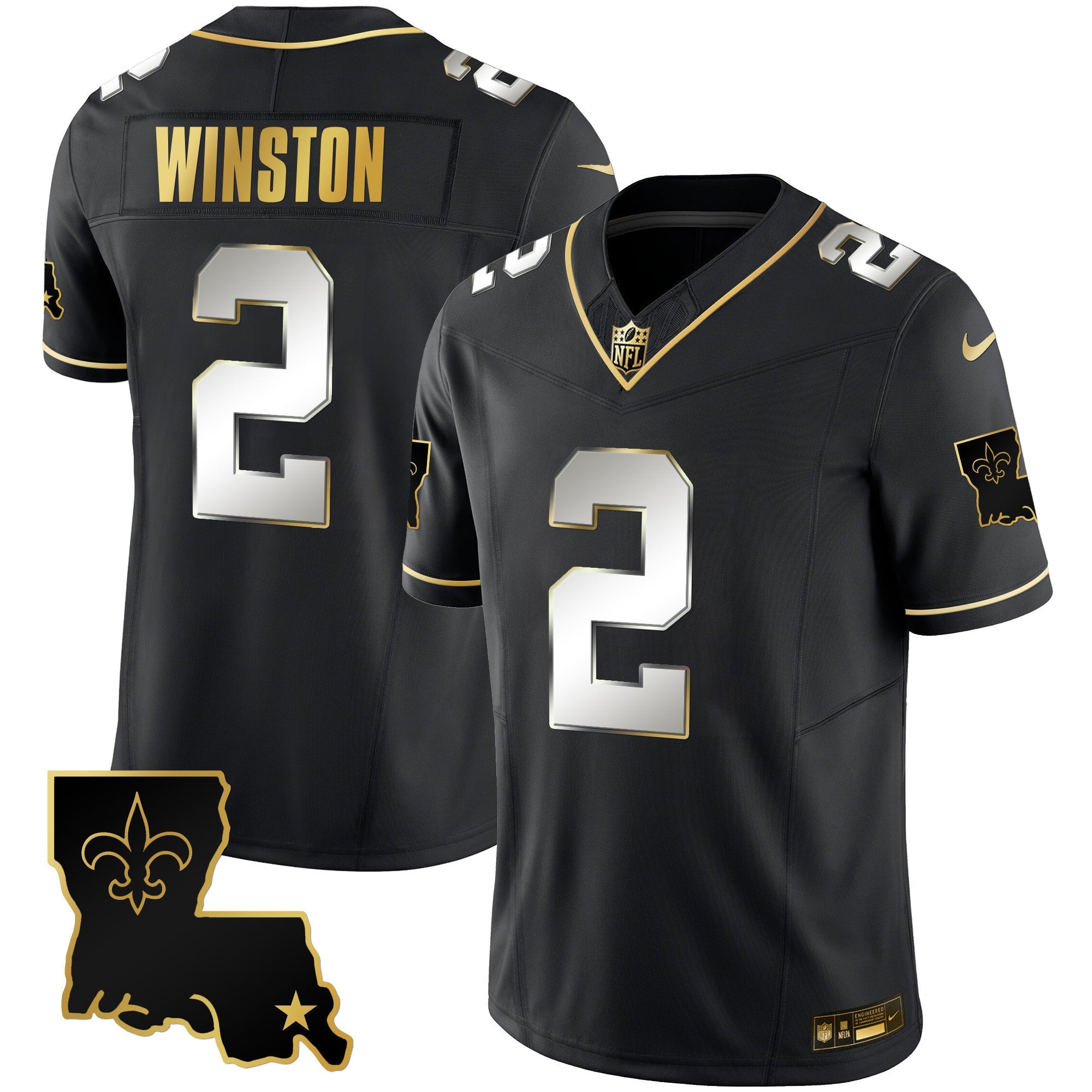 Saints 1987 Legacy Gold Vapor Jersey – All Stitched – Black Limited – Jameis Winston Jersey