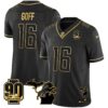 Detroit Lions 90th Year & Michigan Patch Gold Vapor Jersey – All Stitched – Black Gold – Jared Goff Jersey