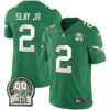 Eagles Jerome Brown Retired Patch Gold & Kelly Jersey – All Stitched – Kelly Green – Darius Slay Jr. Jersey
