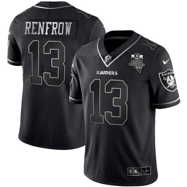 Raiders Inaugural Season Patch Gold & Split – All Stitched – Black Silver – Hunter Renfrow Jersey
