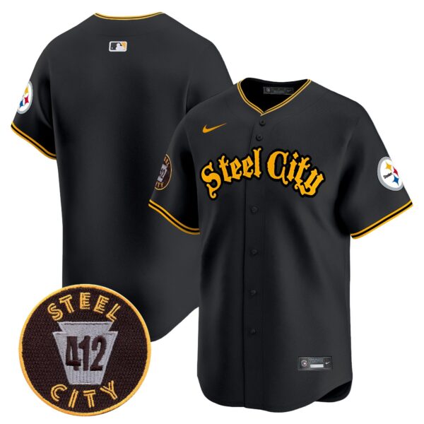 Steelers 412 Patch Vapor Premier Limited Jersey – All Stitched – Black – Team Jersey