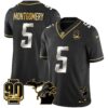 Detroit Lions 90th Year & Michigan Patch Gold Vapor Jersey – All Stitched – Black Limited – David Montgomery Jersey