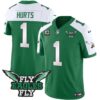 Fly Eagles Fly Patch Throwback Kelly Green Vapor Jersey – All Stitched – Kelly Alternate – Jalen Hurts Jersey