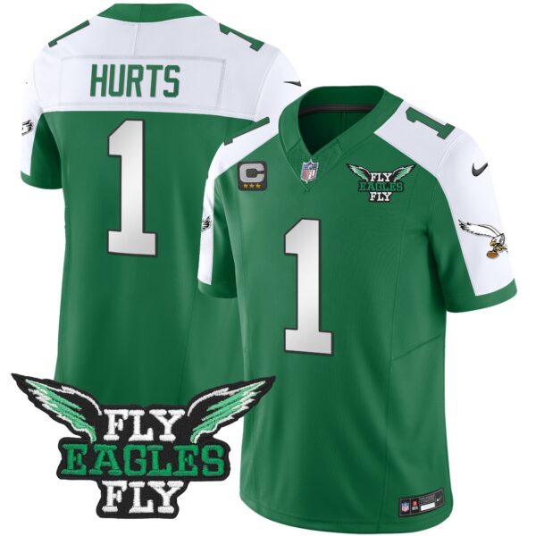 Fly Eagles Fly Patch Throwback Kelly Green Vapor Jersey – All Stitched – Kelly Alternate – Jalen Hurts Jersey