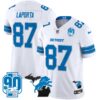 Detroit Lions 2024 Michigan & 90th Year Patch Vapor Jersey – All Stitched – White – Sam Laporta Jersey