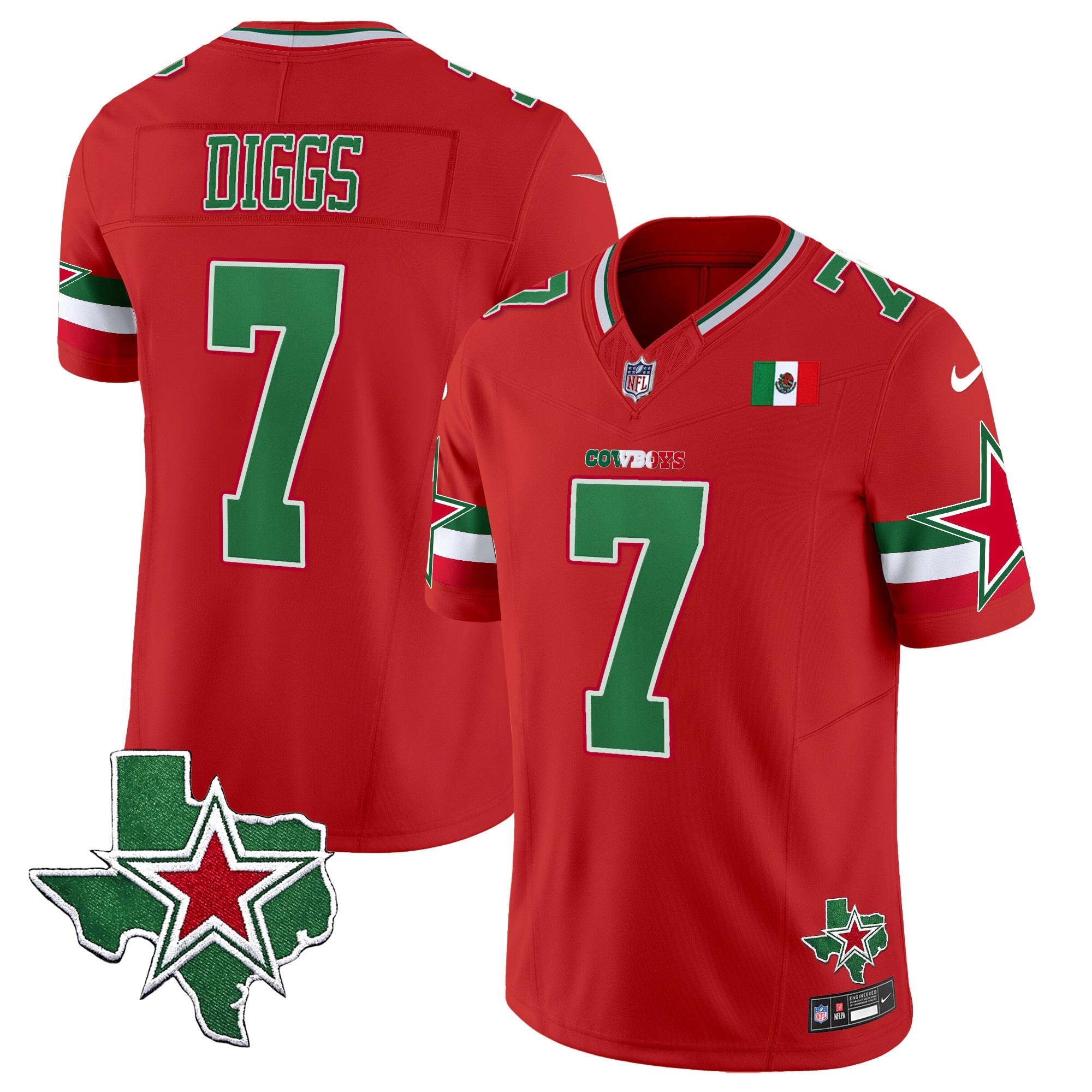 Cowboys 2024 Mexico Vapor Limited Jersey – All Stitched – Red – Trevon Diggs Jersey