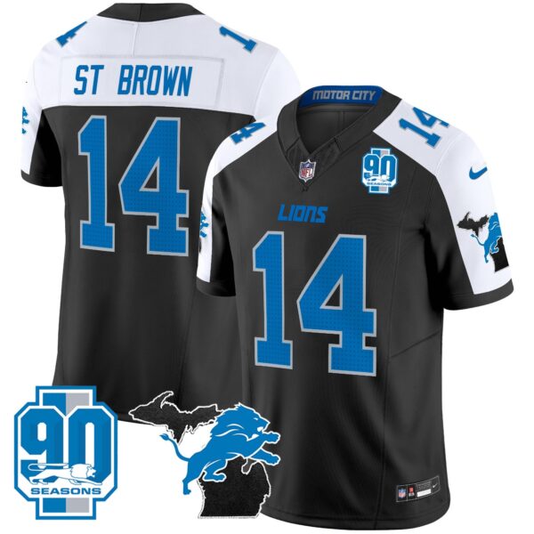 Detroit Lions 2024 Michigan & 90th Year Patch Vapor Jersey – All Stitched – Alternate – St. Brown Jersey