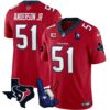 Houston Texans Hand Sign Throwing Up The H Vapor Jersey – All Stitched – Red – Will Anderson Jr. Jersey