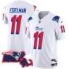 Patriots 1996 Throwback State Patch Vapor Jersey – All Stitched – White – Julian Edelman Jersey
