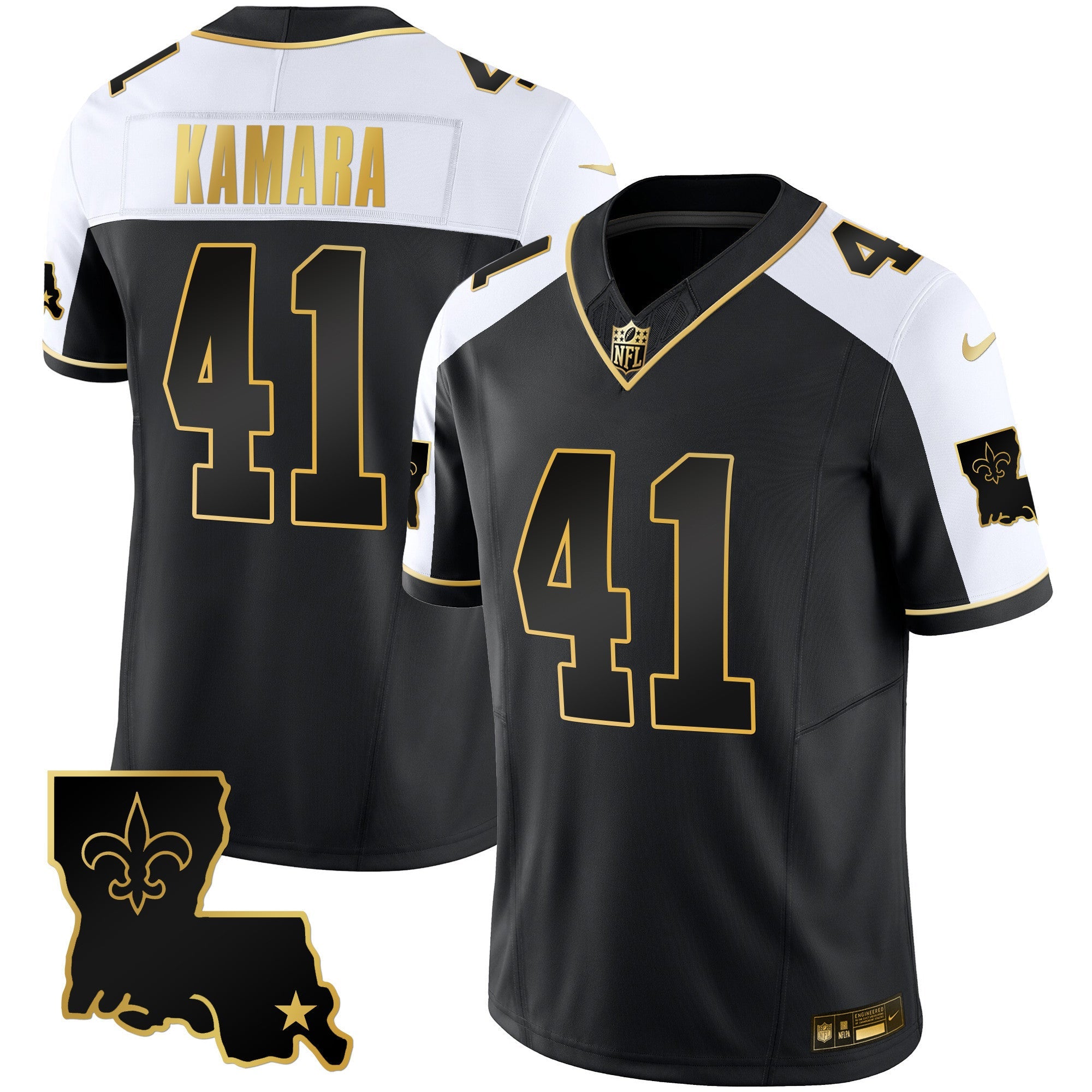 Saints 1987 Legacy Gold Vapor Jersey – All Stitched – Alternate – Alvin Kamara Jersey