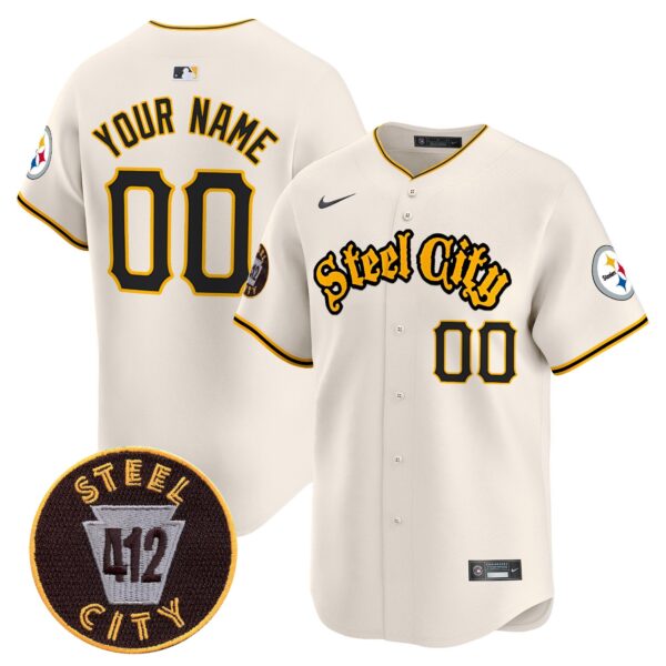 Steelers 412 Patch Vapor Premier Limited Custom Jersey – All Stitched – Cream Jersey