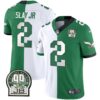 Eagles Jerome Brown Retired Patch Gold & Kelly Jersey – All Stitched – Split – Darius Slay Jr. Jersey