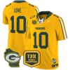 Packers 13 Time World Champions & Home Patch Vapor Limited Jersey – All Stitched – Gold – Jordan Love Jersey