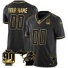 Detroit Lions 90th Year & Michigan Patch Gold Vapor Custom Jersey – All Stitched – Black Gold Jersey