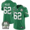 Eagles Jerome Brown Retired Patch Gold & Kelly Jersey – All Stitched – Kelly Green – Jason Kelce Jersey